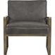 Kristoffer Vintage Steel Grey Leather Lounge Chair